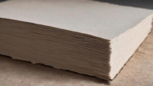 Pilha de folhas de papel empilhadas, evidenciando a espessura e a gramatura do material gráfico.